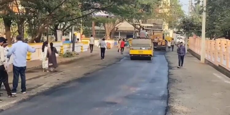 Road construction with plastic waste begins in Belgaum