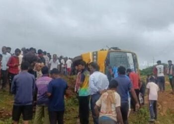 School Bus Overturns In Gokak, Injures Students; Road Conditions Spark Outrage