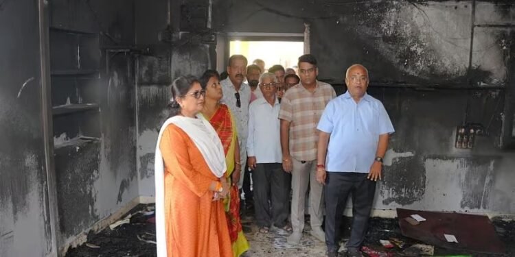 MLA Sasikala Jolle inspects school post-fire; over 800 students affected