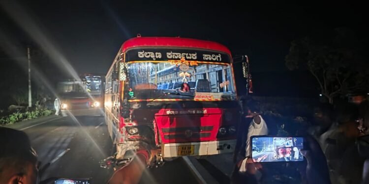 Three killed in bike-bus collision on Dharwad Road
